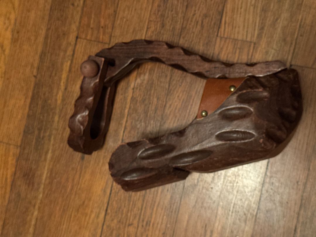 Brutalist Wooden Carved Wine Bottle Holder