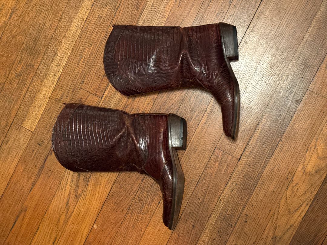 Brown Joan & David Lizard Leather Cowboy Boots, 36.5