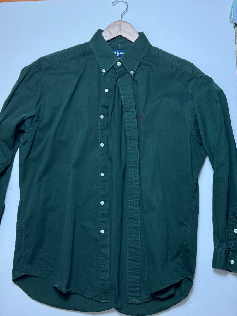Green Ralph Lauren Vintage Ralph Lauren Green Twill Blake Shirt Large, L