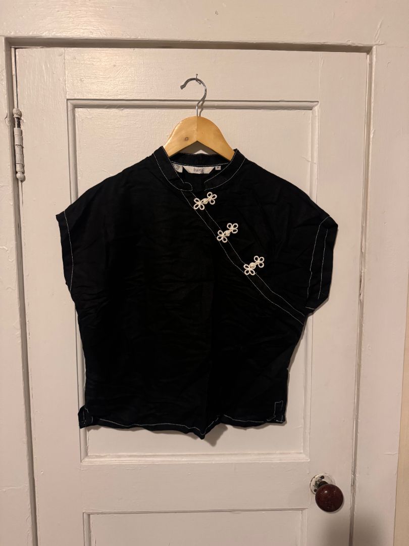Black Ishyu Ishyu Black Oriental Blouse, Medium
