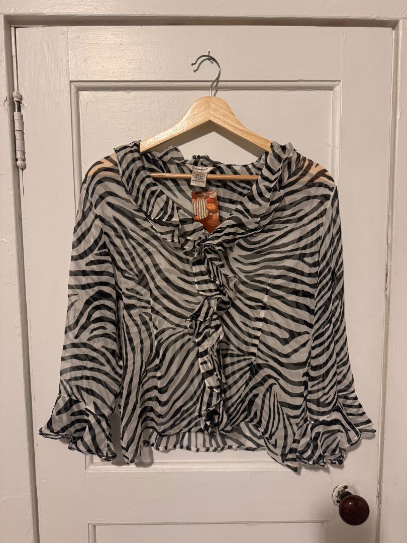 Black & White Edward Edward Zebra Print Blouse, Small