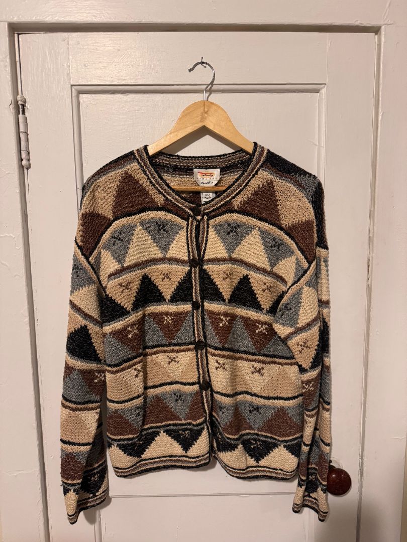 Brown Talbots Talbots Handknit Cardigan, Medium