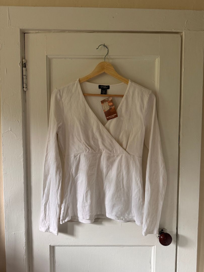 White Eddie Bauer Eddie Bauer White Blouse, Small