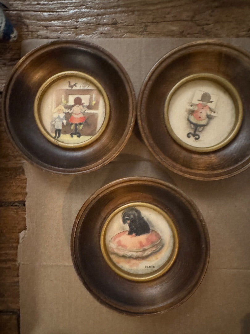 Set of 3 1940’s framed watercolor