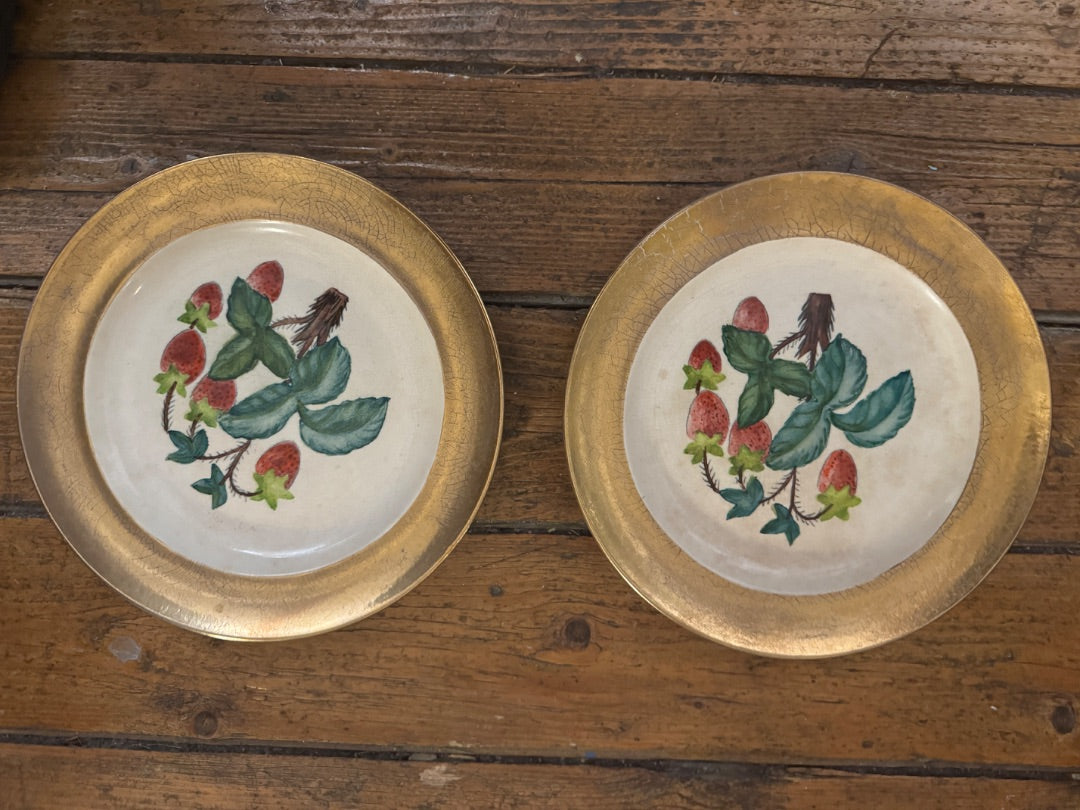 2 signed Edith Cockcroft strawberry plates