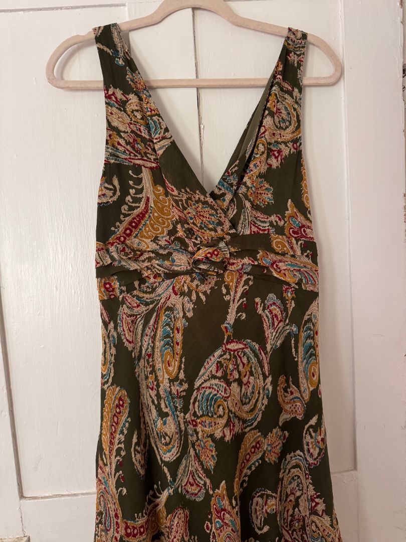 Green D.F. Summers Paisley y2K Dress, 10