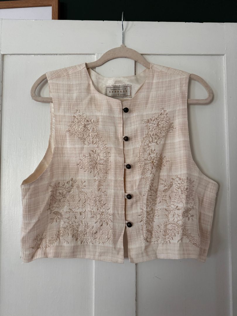Tan Express Embroidered Vest, Medium