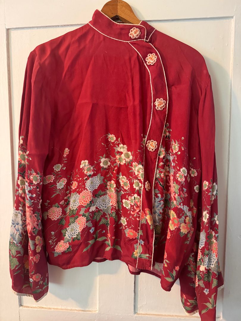 Pink floral oriental top