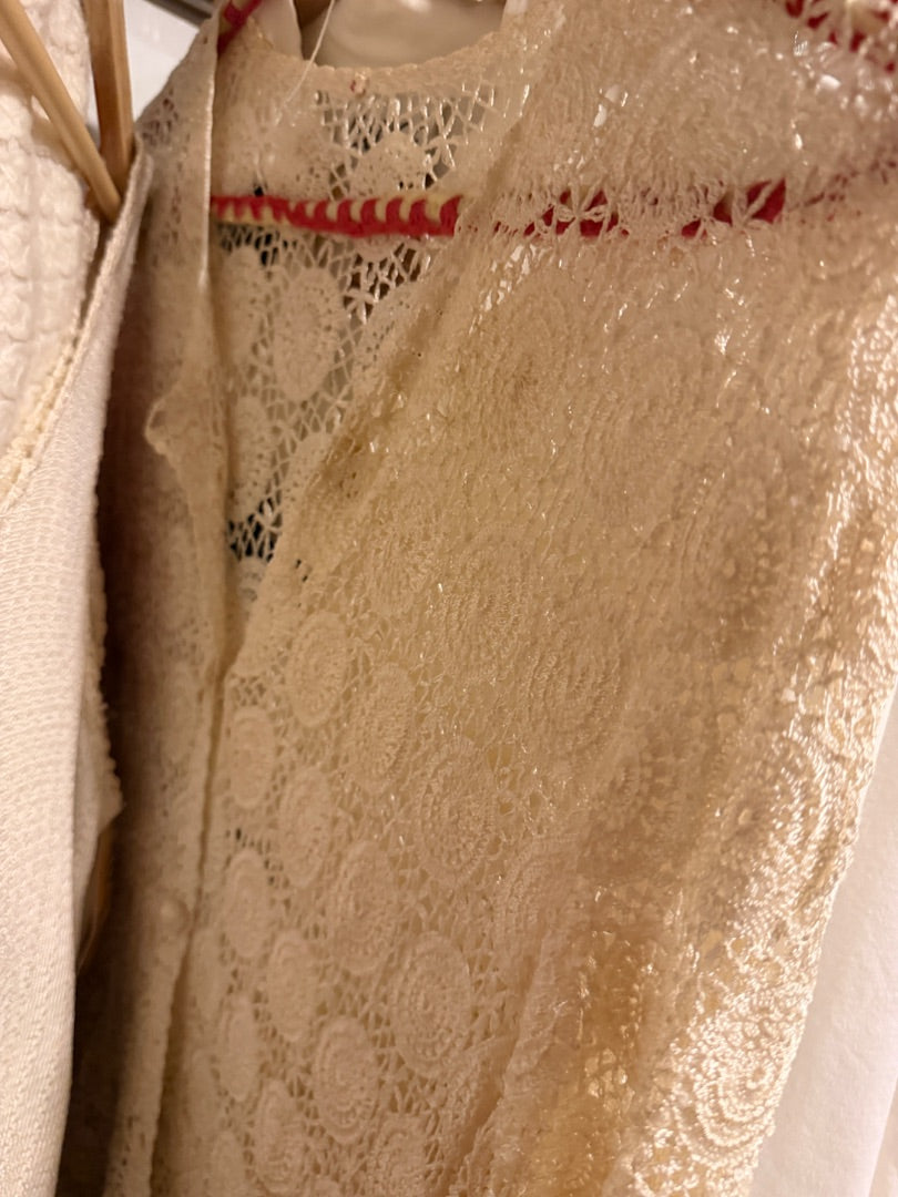 70’s cream crocheted top