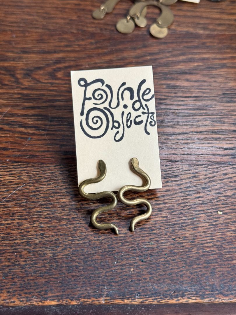 Handmade Brass Snake Earrings