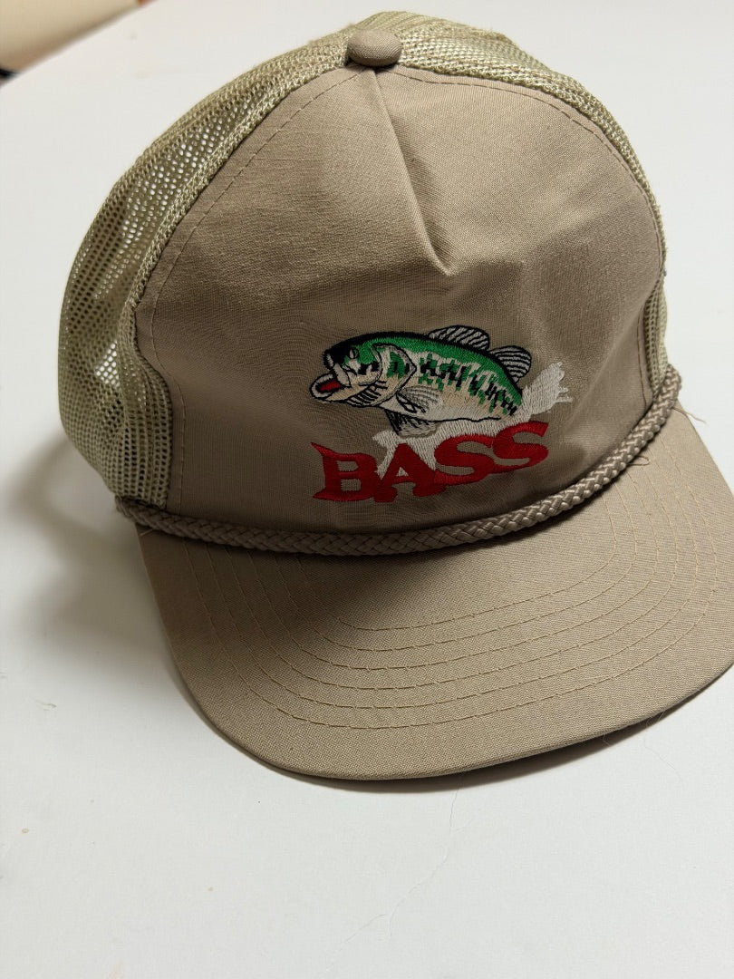 Tan Vintage Vintage “Bass” mesh trucker Hat, OS