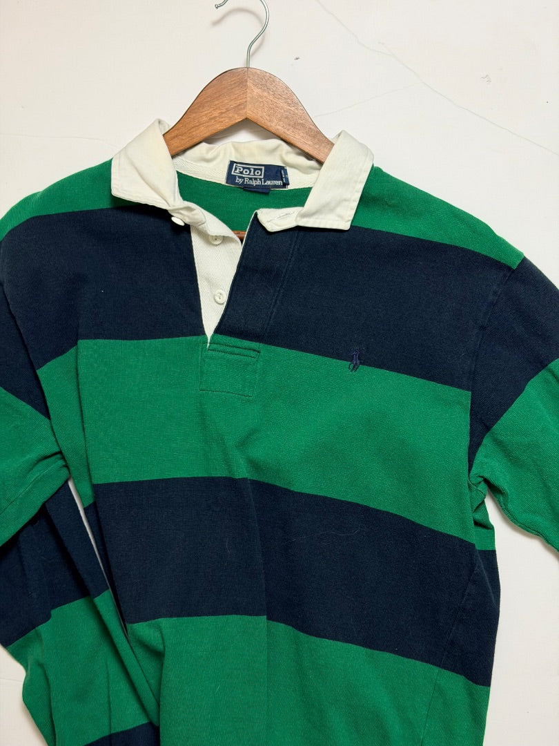 Green Ralph Lauren Vintage polo Ralph Lauren green and blue rugby shirt, M
