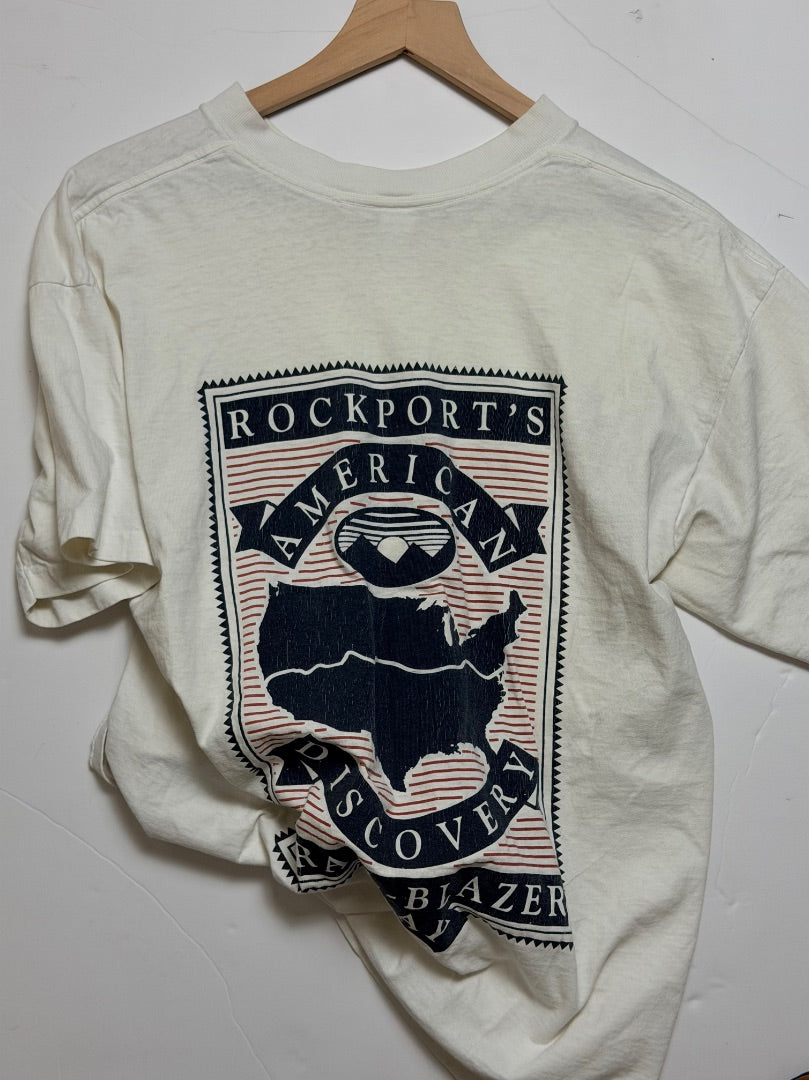 White Vintage Rockport American Discovery t shirt, M