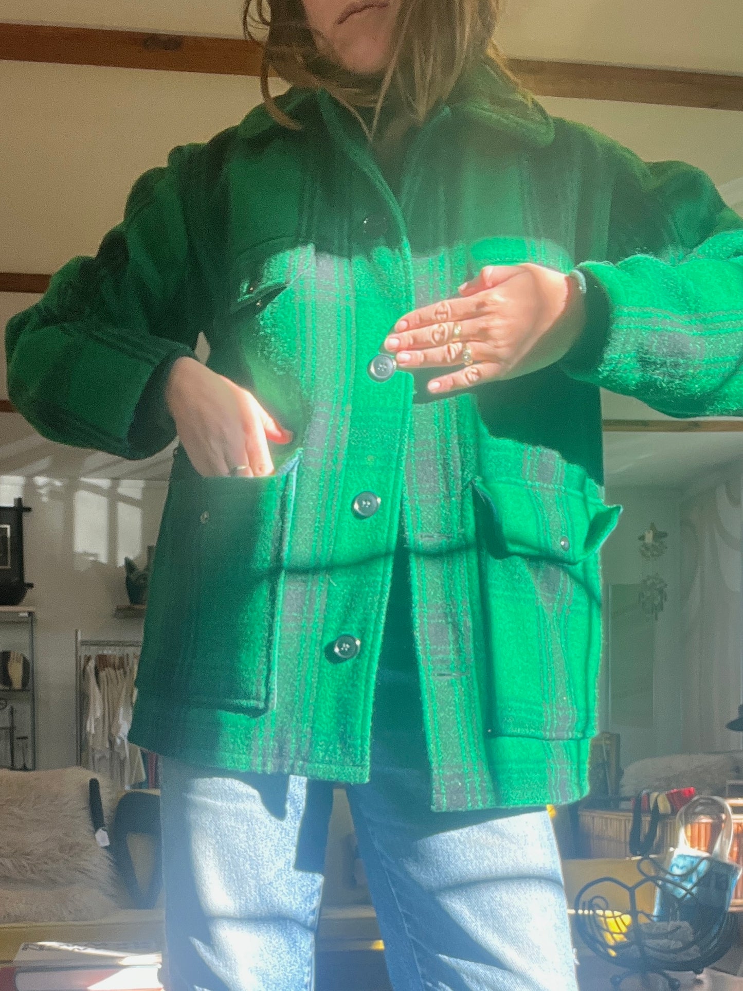 Checked Johnson Mills Wool Coat