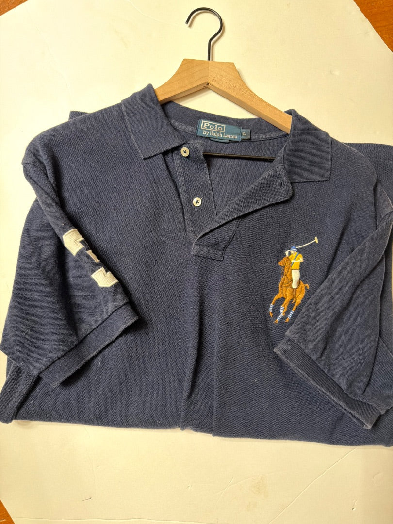 Navy Polo Ralph lauren Vintage Y2K big pony polo Ralph Lauren polo shirt, L