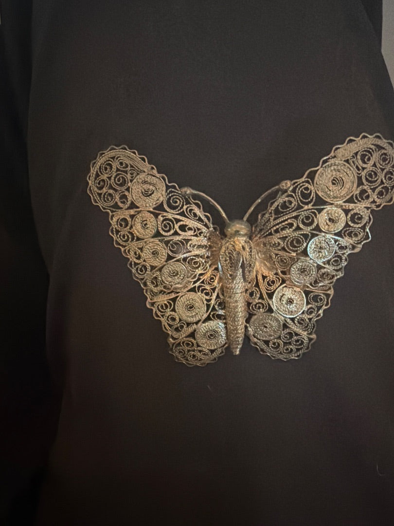 Silver 925 filigree butterfly brooch