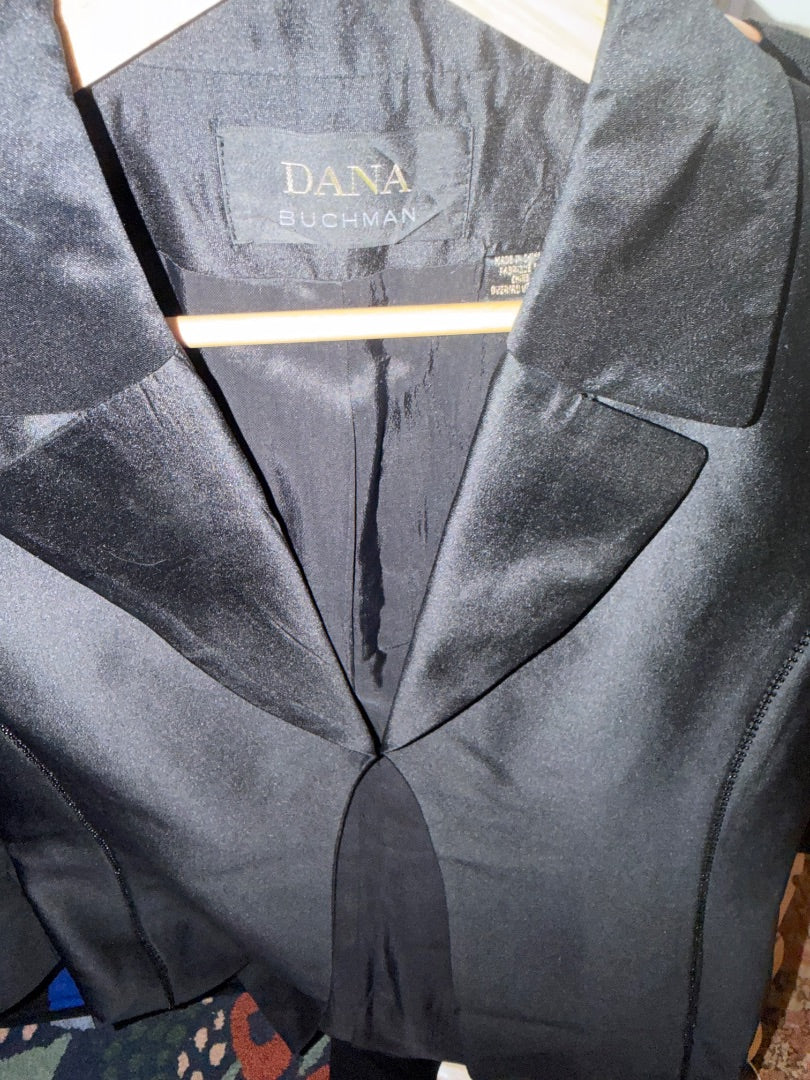 Dana Buchman silk dress coat with beaded trim