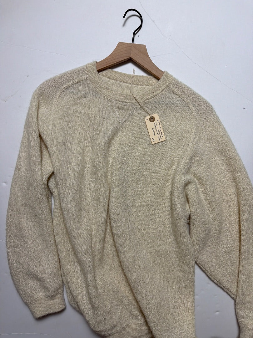 Cream Vintage Vintage alpaca wool crewneck sweatshirt- cream, L