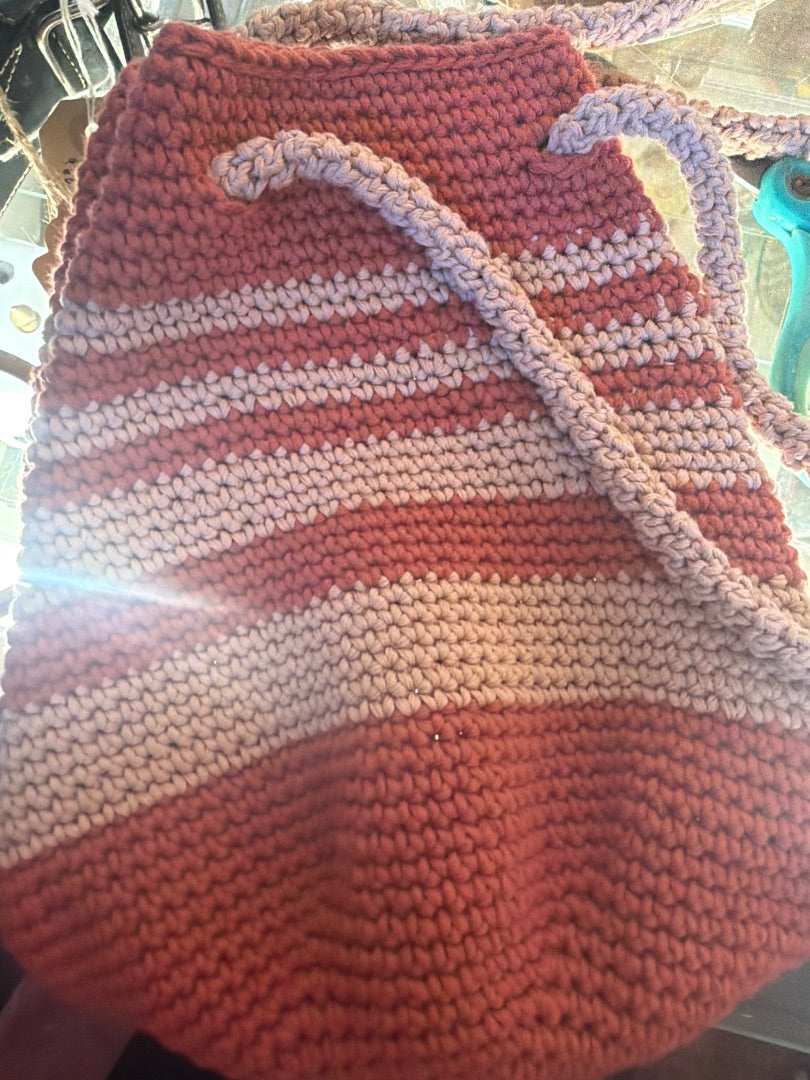 Pink woven stripe bag