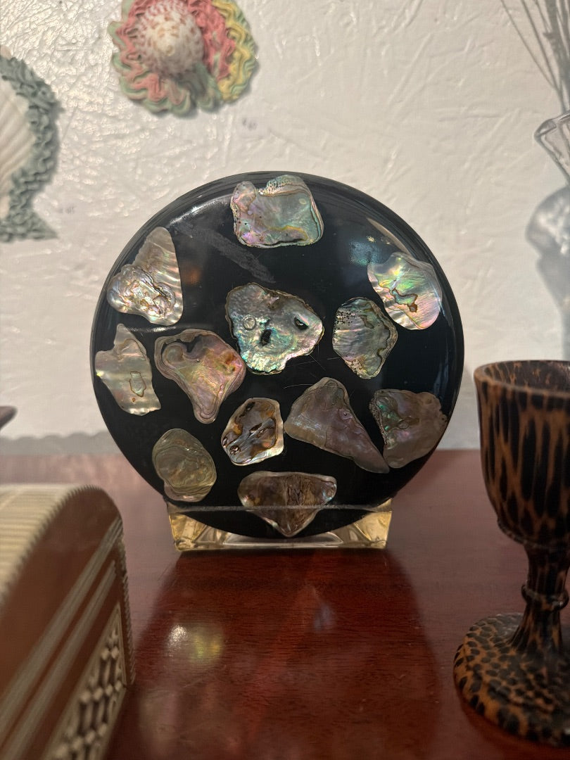Abalone lucite napkin holder