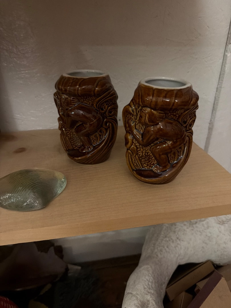 Pr of surf tiki mugs