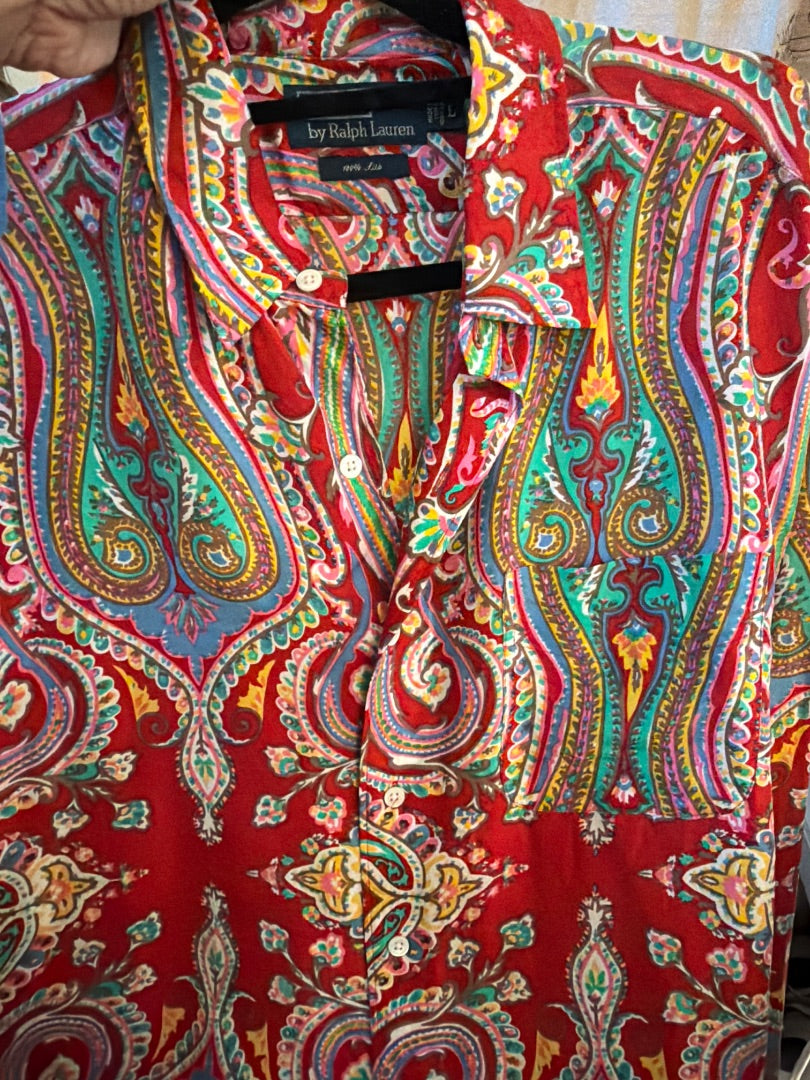 LB silk polo RL long blouse ‘as is’