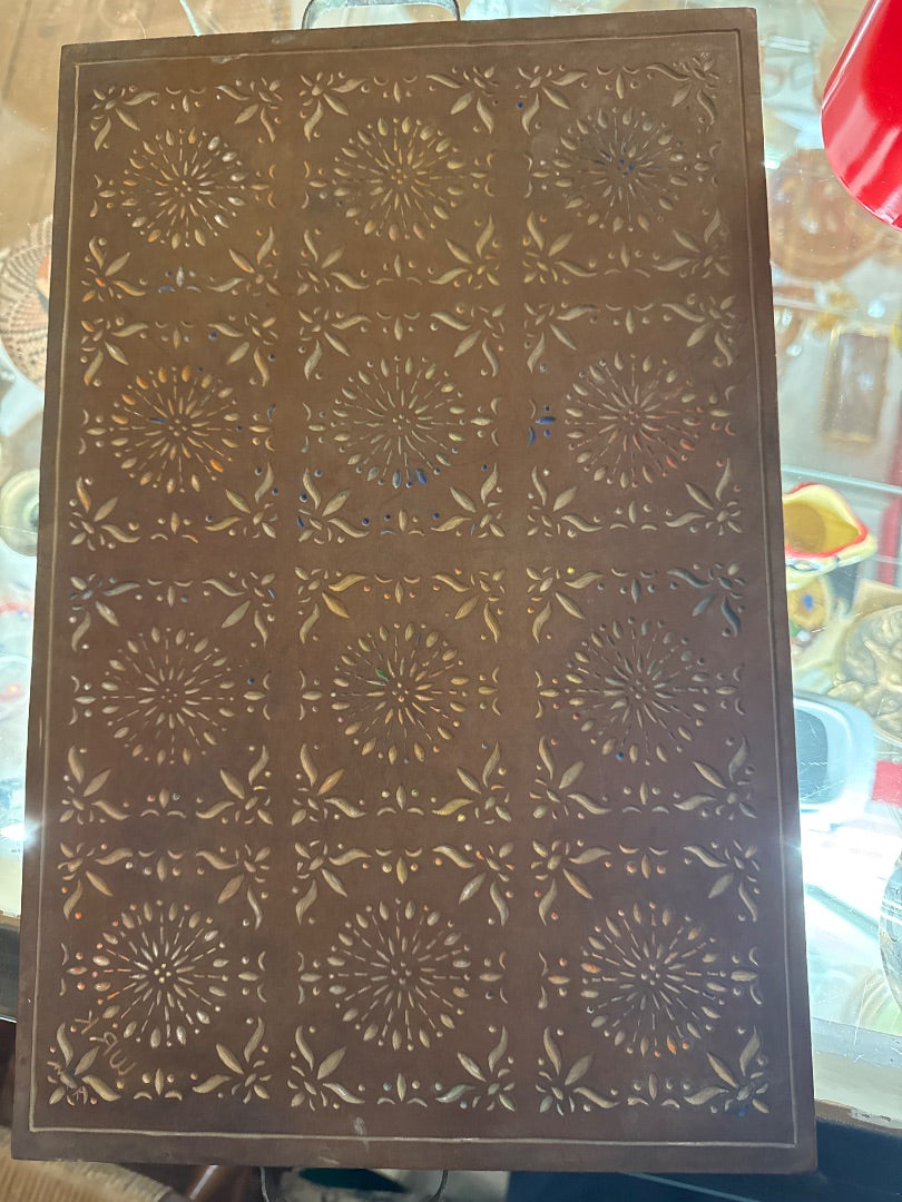 Hand carved block print board tray