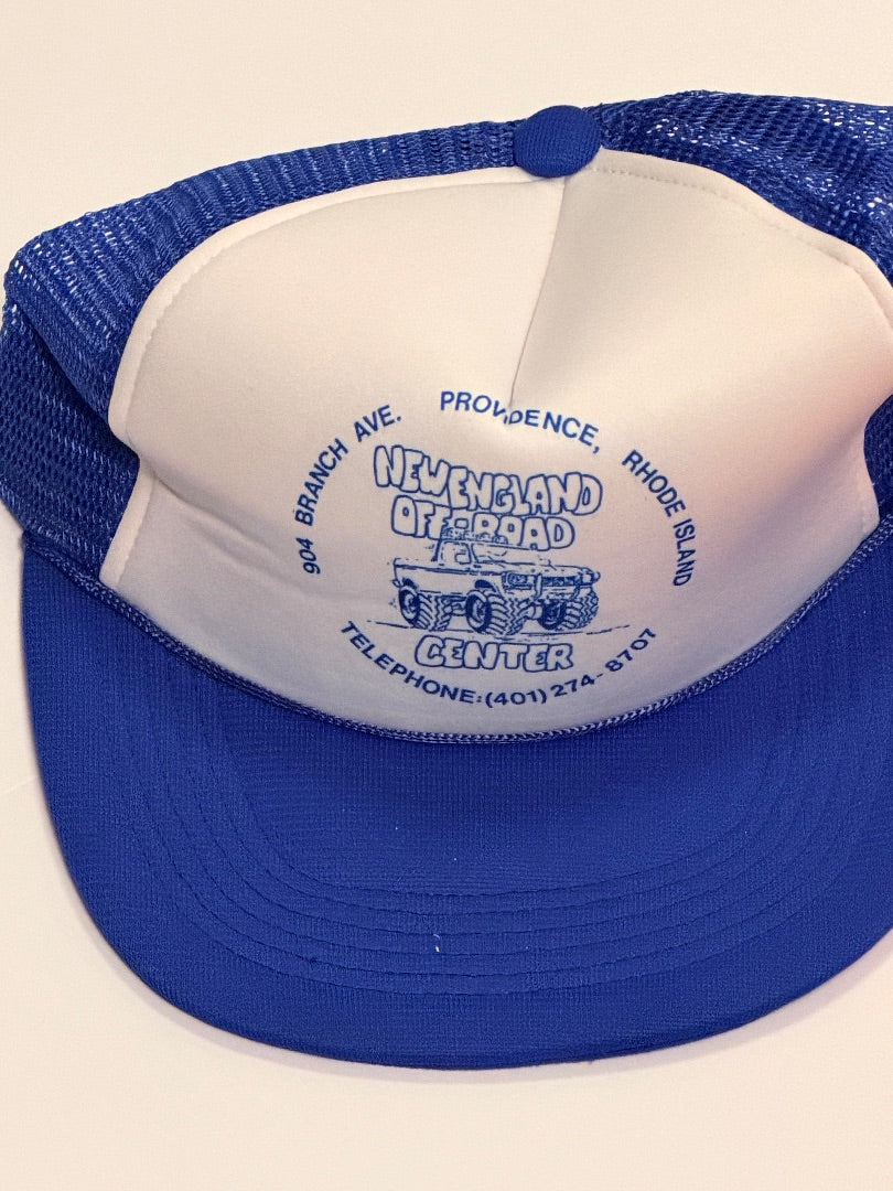 Blue Vintage Vintage New England Off Road Trucker Hat Blue and White, os