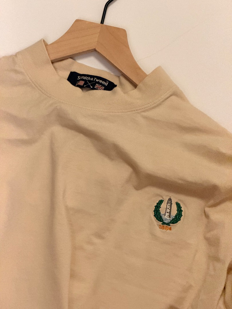 Tan Vintage Vintage Cohasset Golf Club Lighthouse Mock Neck Long-Sleeve T-Shirt, L