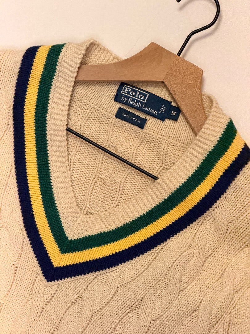 Cream Polo Ralph Lauren Vintage Polo Ralph Lauren Cricket Sweater, M