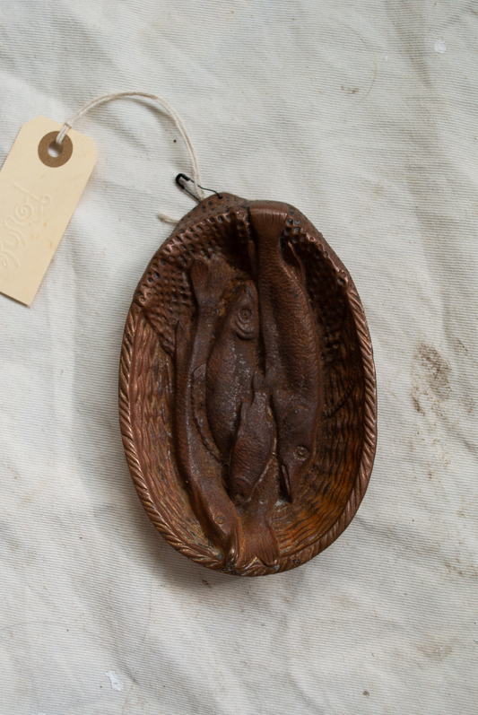 Solid Bronze Fish Basket Dish
