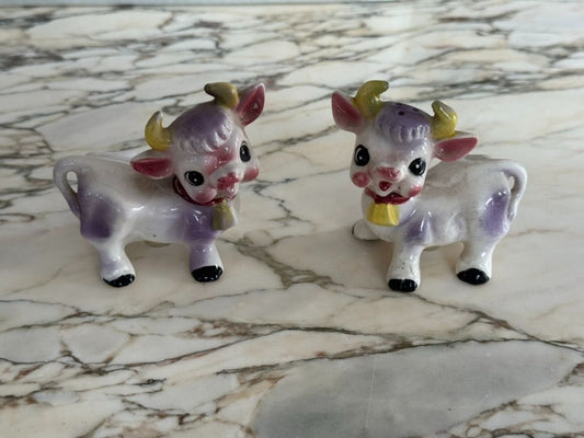 1950's Purple Cow Salt & Pepper Shakers