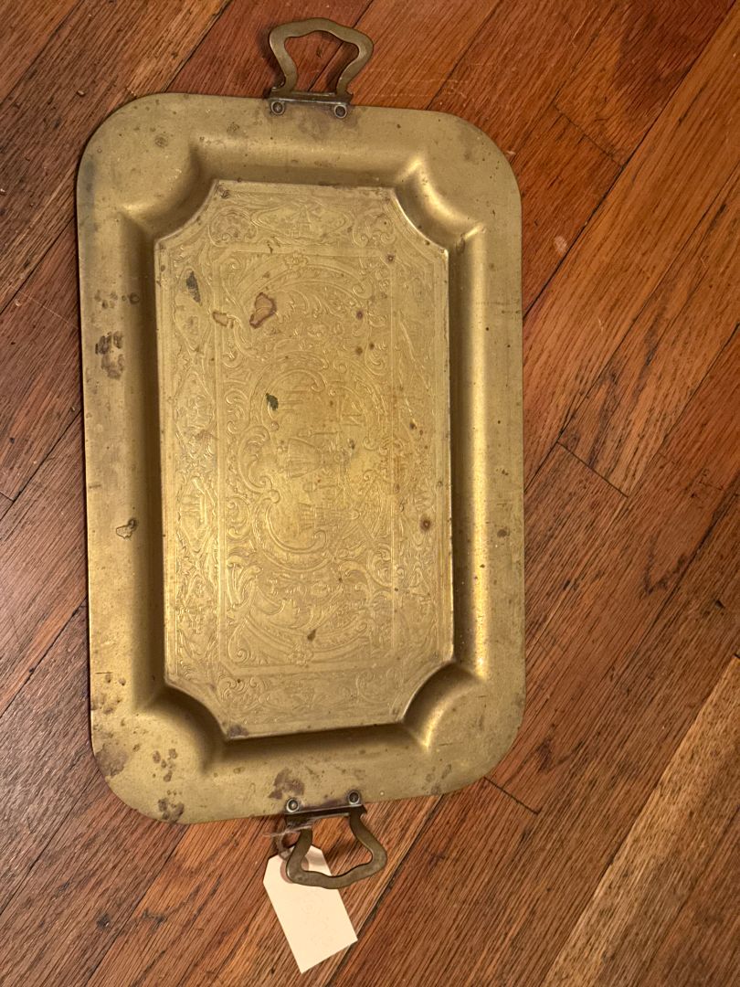 Dutch Engraved Brass Serving Tray