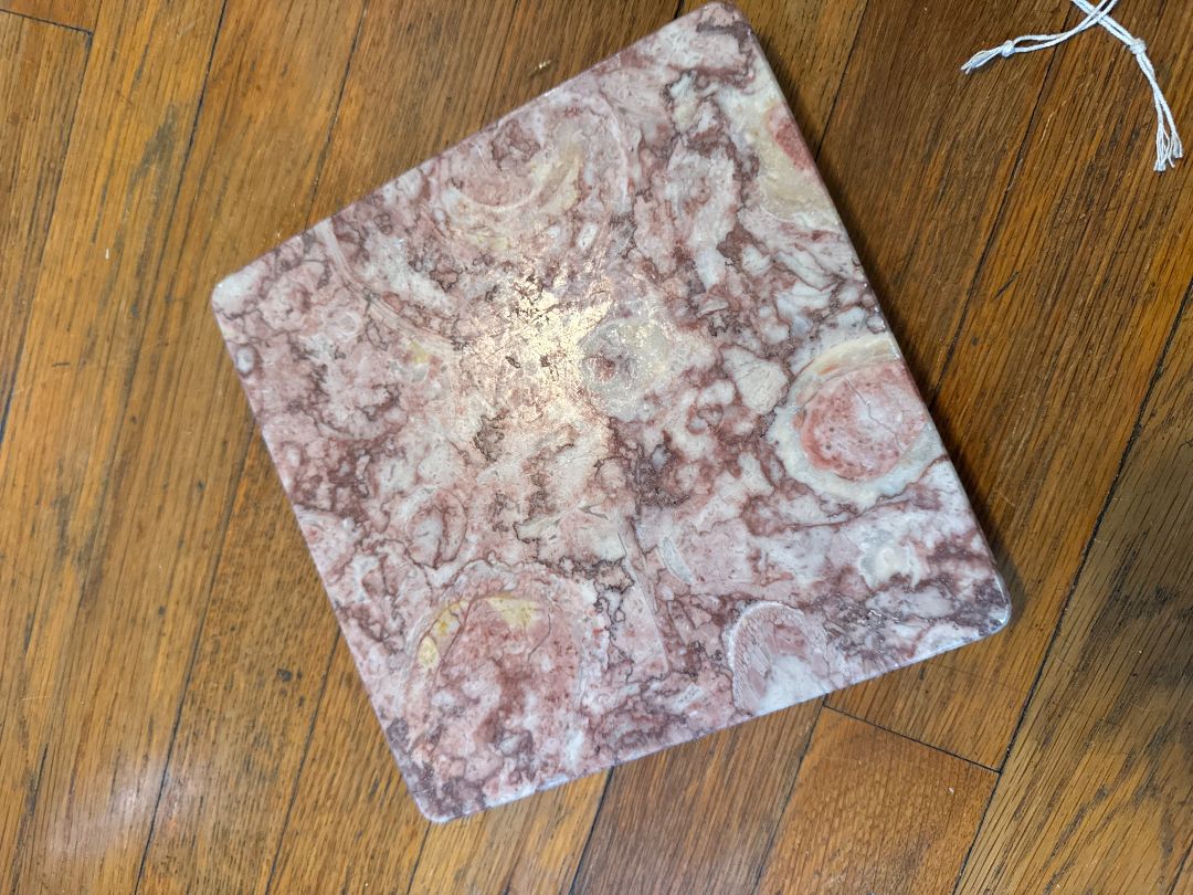 Pink  *Meaty* Pink Marble Cheese Board w/ Brass Feet