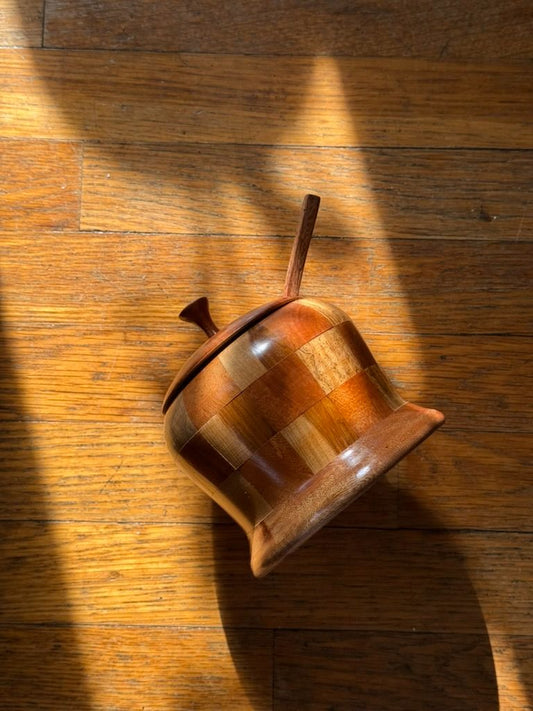 Turned Wood Container and Spoon