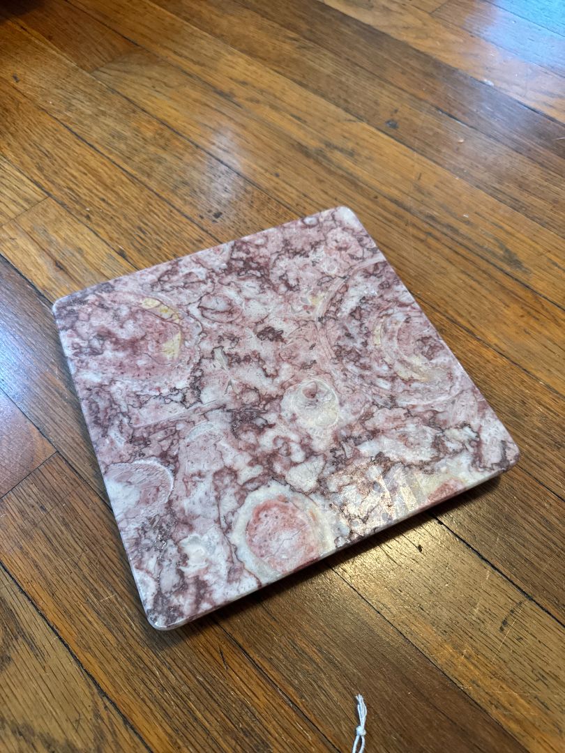 Pink  *Meaty* Pink Marble Cheese Board w/ Brass Feet