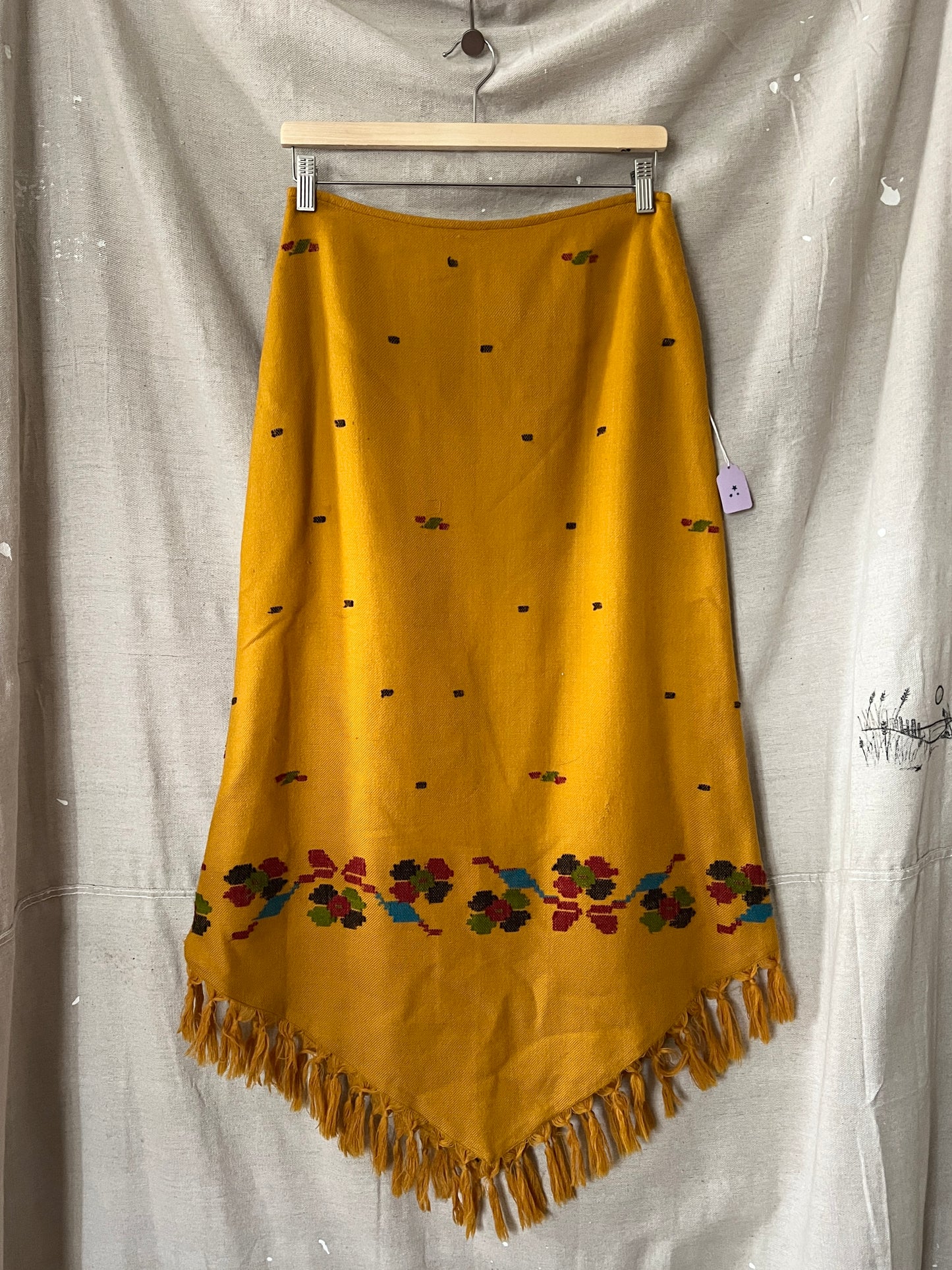 Dijon Tapestry Fringe Skirt, S