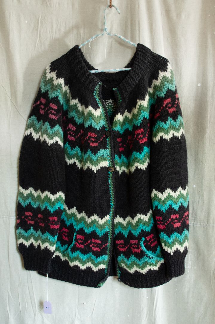 Handknit Chevron Cardigan (L-XL)