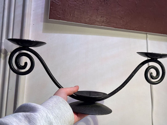 Black  Swirly Metal Candelabra