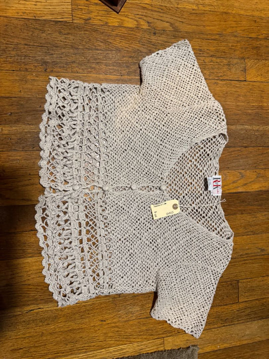 Tan  Crochet Short Sleeve Top, 16