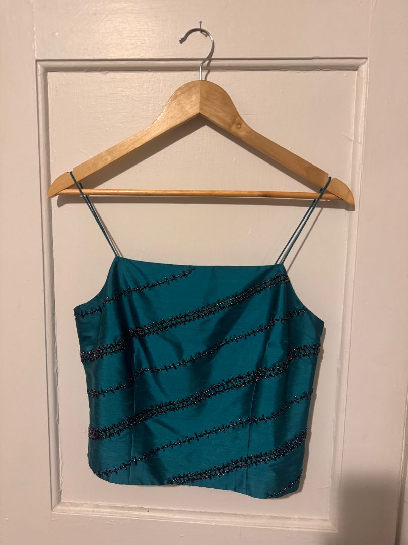 Teal Ann Taylor Ann Taylor teal beaded tank, 6