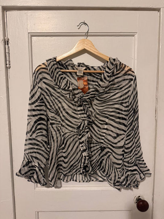 Black & White Edward Edward Zebra Print Blouse, Small