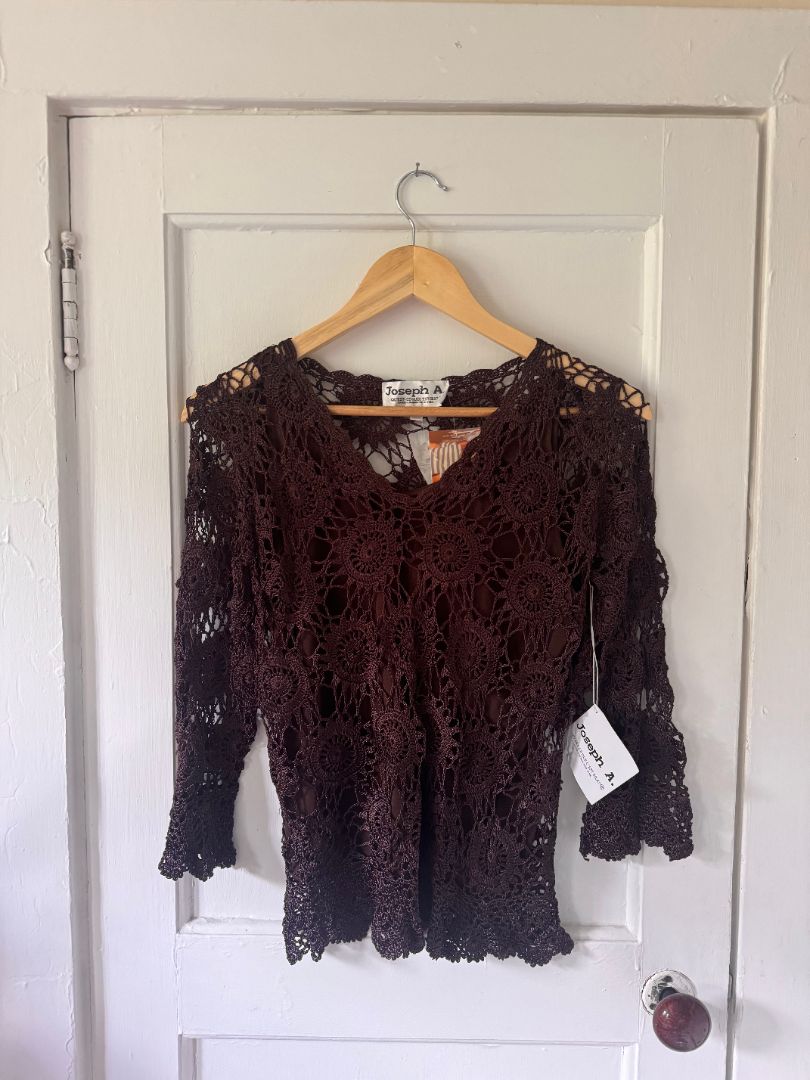 Brown Joseph A. Joseph A. Brown Crochet Top, Medium