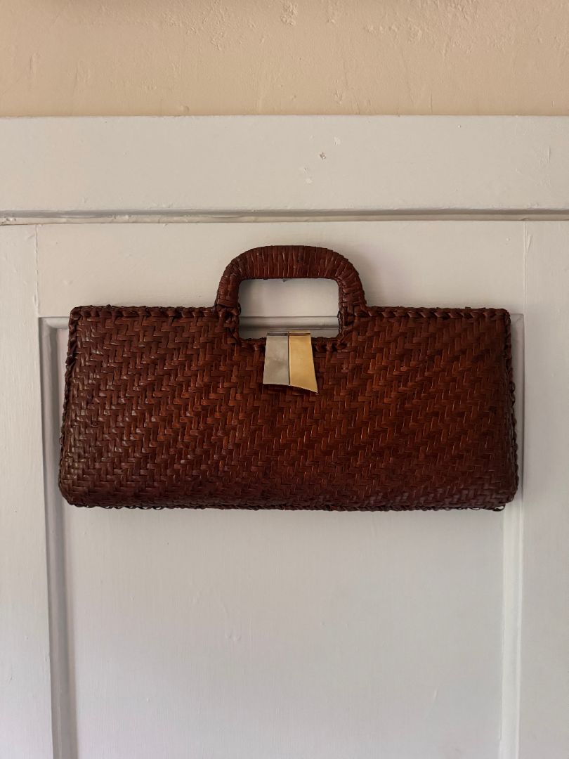 Brown  Rectangular woven bag
