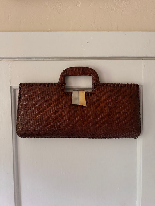 Brown  Rectangular woven bag