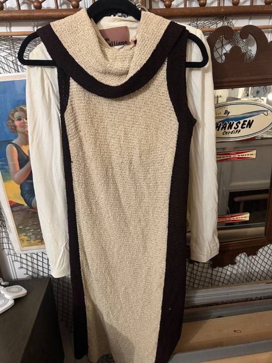 Brown & cream knit dress