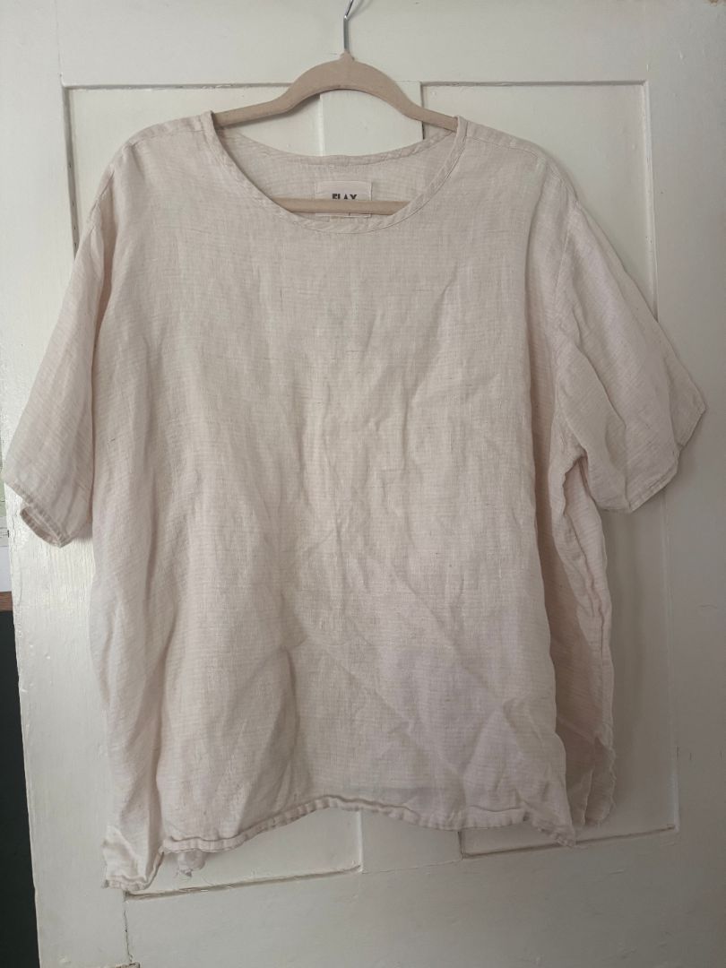 White Flax Linen Shirt, OS