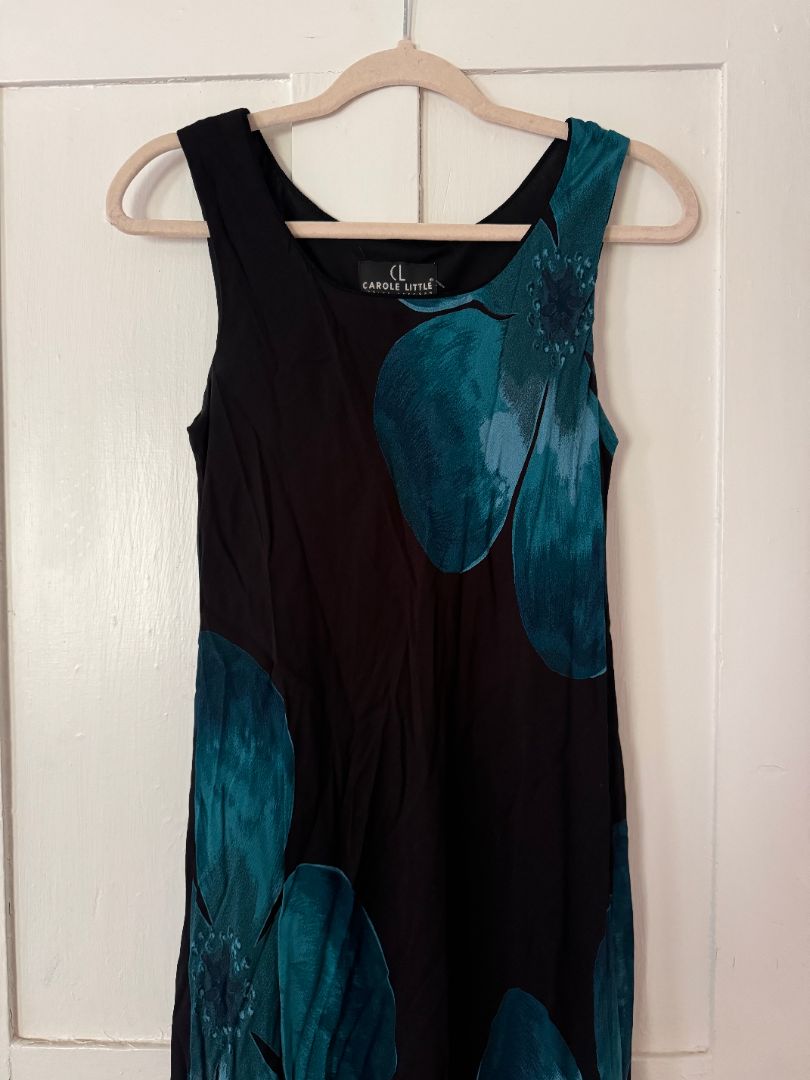 Black Carole Little Teal Floral Dress, 10