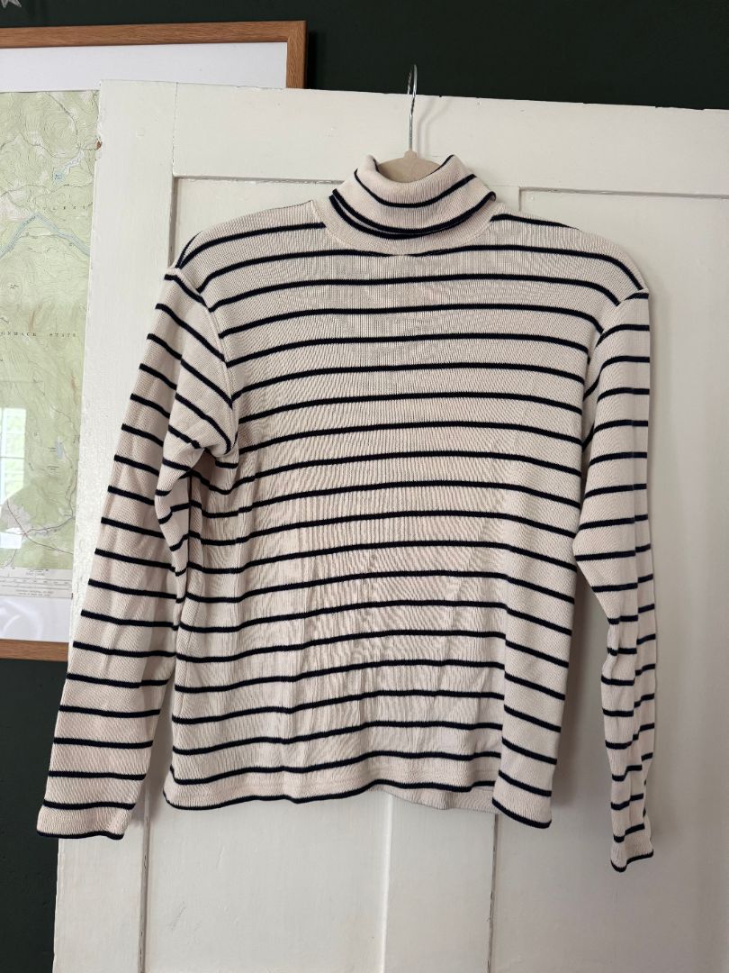 blue/white  LLBean Stripped turtleneck, XS