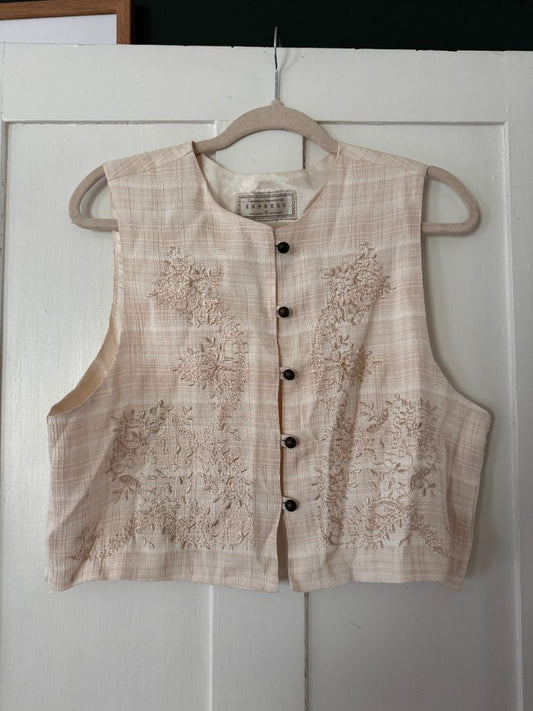 Tan Express Embroidered Vest, Medium